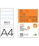 Recambio liderpapel a4 100 hojas 100g/m2 pauta 5ª 2.5mm con margen 4 taladros