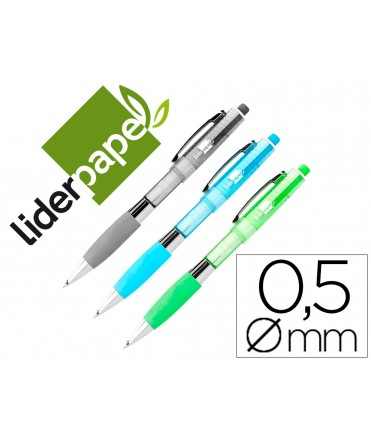 Portaminas liderpapel 0,5 mm con goma y sujecion soft colores surtidos
