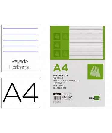 Bloc notas liderpapel horizontal a4 80 hojas 60g/m2