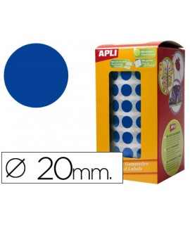 Gomets autoadhesivos circulares 20mm azul rollo de 1770 unidades