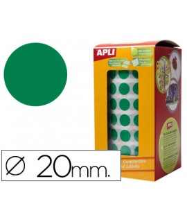 Circular self-adhesive stickers 20mm green roll of 1770 units