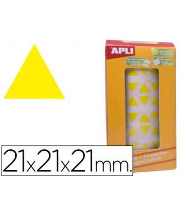 Gomets autoadhesivos triangulares 21x21x21mm amarillo rollo de 2832 unidades