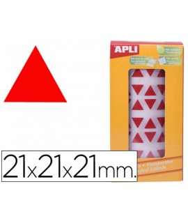 Triangular self-adhesive stickers 21x21x21 mm red roll of 2832 units
