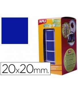 Square self-adhesive stickers 20x20 mm blue roll of 1770 units