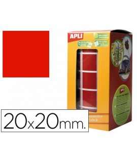 Square self-adhesive stickers 20x20 mm red roll of 1770 units