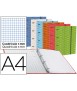 Carpeta con recambio liderpapel a4 cuadro 5mm forrada 4 anillas 20mm colores surtidos