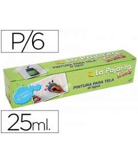Paint for fabric la pajarita kids 25 ml box of 6 units assorted colors + brush