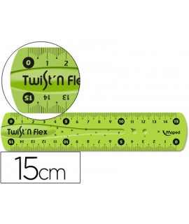 Flexible plastic maped ruler 15 cm assorted colours
