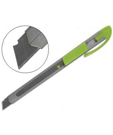 Cuter q-connect metalico estrecho cuchilla 9 mm con clip blister 1 unidad