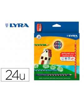 Colored pencils lyra groove slim triangular lead 3.3mm box of 24 colors + pencil sharpener