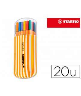 Point 88 zebrui fiber tip pen stabilo box of 20 units assorted colors