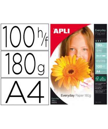 Papel fotografico apli glossy din a4 pack 100 hojas de 180 g