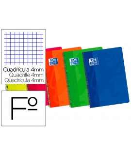 Bloc espiral oxford cartoncillo folio 80 hojas cuadros 4 mm