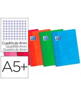 Bloc espiral oxford cartoncillo cuarto 80 hojas cuadros 4 mm