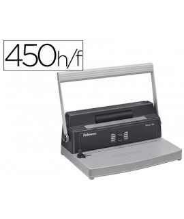 Encuadernadora para espiral fellowes metal 50r perfora 12 hojas formato a4 paso 5:1 encuaderna 450 hojas 80 g