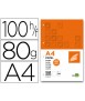 Papel liderpapel a4 80g/m2 liso 4 taladros paquete de 100 hojas