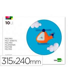 Handicraft pad liderpapel felt 240x315mm 10 sheets assorted colours