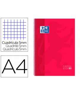 Spiral Oxford Block Extrahard Cover Microperforated DIN A4 80 Sheets Squares 5mm Red Color