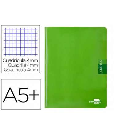 Libreta liderpapel scriptus a5 48 hojas 90gr cuadro 4mm con margen color verde