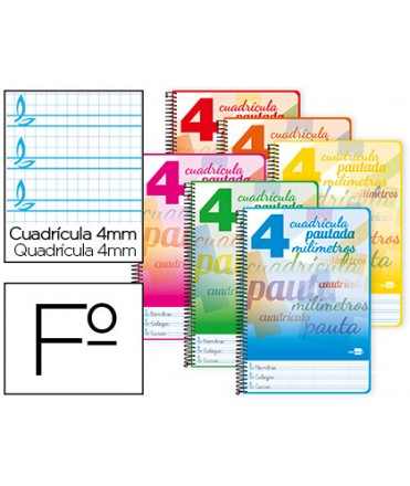 Spiral notebook liderpapel folio guide guide paperback 80h 75gr patterned chart 4mm assorted colors