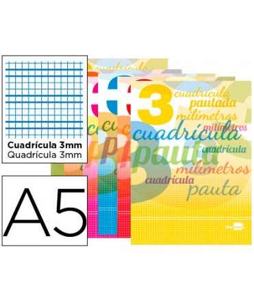 Libreta liderpapel pautaguia tapa cartoncillo 32 hojas din a5 70gr cuadriculado pautado 3 mm con margen