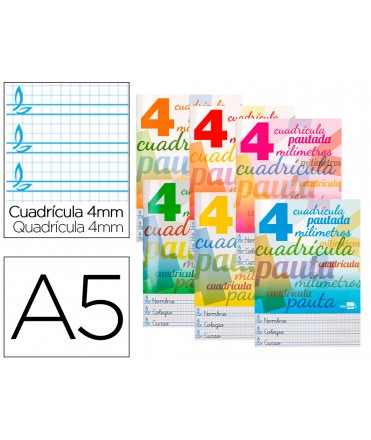 Libreta liderpapel pautaguia tapa cartoncillo 32 hojas din a5 70 g cuadriculado pautado 4 mm