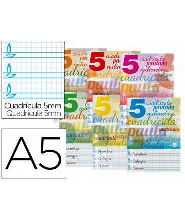 Libreta liderpapel pautaguia tapa cartoncillo 32 hojas din a5 70 g cuadriculado pautado 5 mm