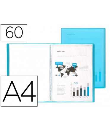 Carpeta liderpapel escaparate 47072 60 fundas polipropileno din a4 azul translucido