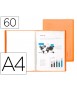 Carpeta liderpapel escaparate 47071 60 fundas polipropileno traslucida din a4 naranja frosty