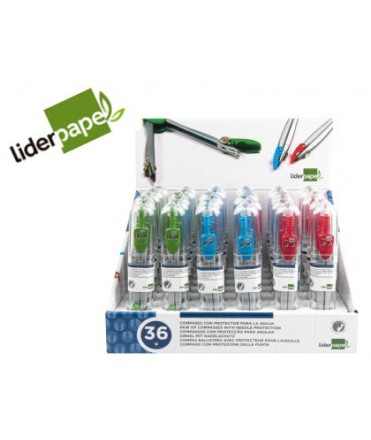 Compas liderpapel con protector de punta colores surtidos