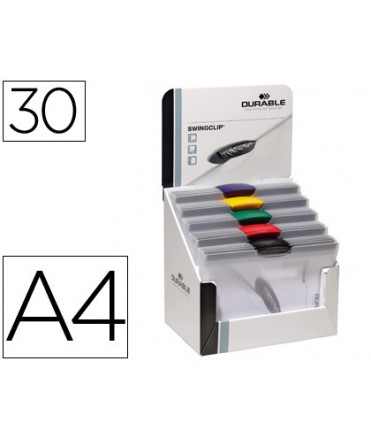Swingclip dossier folder side and swivel clamp din a4 capacity 30 sheets assorted colors