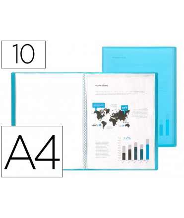Carpeta liderpapel escaparate 47482 10 fundas polipropileno din a4 azul translucido