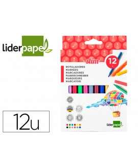Slim liderpapel pen box of 12 units assorted colors