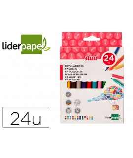 Slim liderpapel pen box of 24 units assorted colors