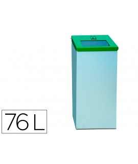 Recycling bin container with hinged lid and inner ring capacity 76 liters 81x36.5x26 cms