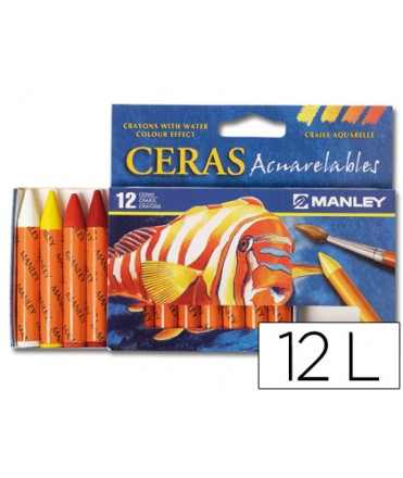 Lapices cera manley acuarelable caja de 12 unidades colores surtidos