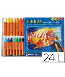 Manley watercolor wax pencils box of 24 units assorted colors