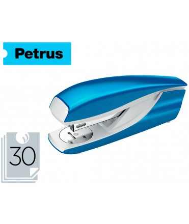Grapadora petrus mod 635 wow azul metalizada capacidad 30 hojas