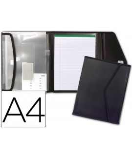 Polypropylene Folder liderpapel Document Holder with 5 Bags and Notepad with Velcro Closure DIN A4 Black
