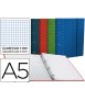 Carpeta con recambio liderpapel a5 cuadro 5mm forrada 4 anillas 20mm