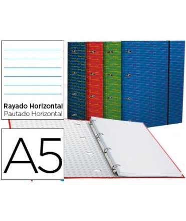 Carpeta con recambio liderpapel a5 horizontal forrada 4 anillas 20mm