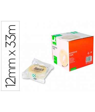 Cinta adhesiva q-connect transparente 33 mt x 12 mm encelofanada