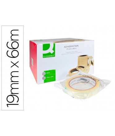 Cinta adhesiva q-connect transparente 66 m x 19 mm encelofanada