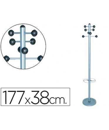 Metal coat rack with hanger 8 hangers silver color 177x38 cm