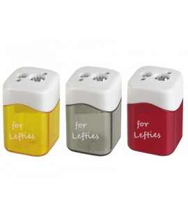 Pencil sharpener m+r metallic for left-handers 2 uses with tank assorted colors