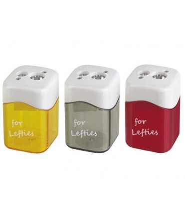 Pencil sharpener m+r metallic for left-handers 2 uses with tank assorted colors