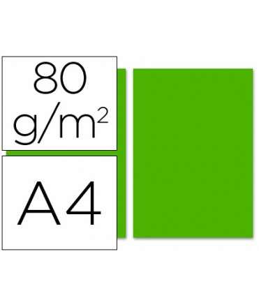 Papel color liderpapel din a4 80gr verde intenso paquete de 100 hojas