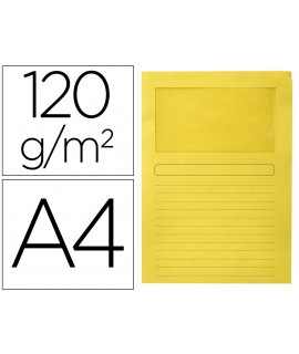 Yellow q-connect DIN A4 cardboard subfolder with transparent window 120 g/m2