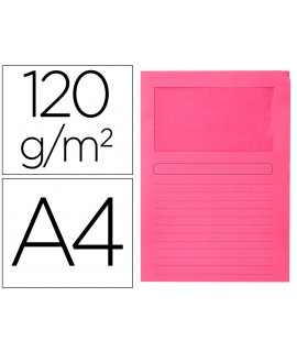 Pink q-connect DIN A4 cardboard subfolder with transparent window 120 g/m2