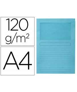 Subcarpeta cartulina q-connect din a4 azul con ventana transparente 120 g/m2
